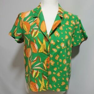 Tabitha Vibrant Green and Orange Shirt Size Small